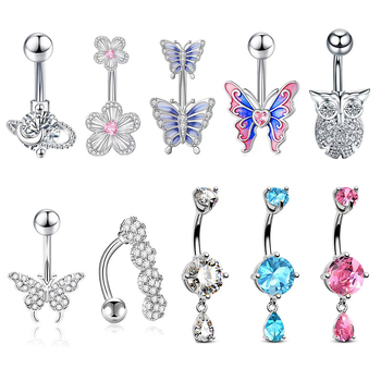 Titāna naba gredzens ar cirkoniem, jostas dizains – universāls pirsings