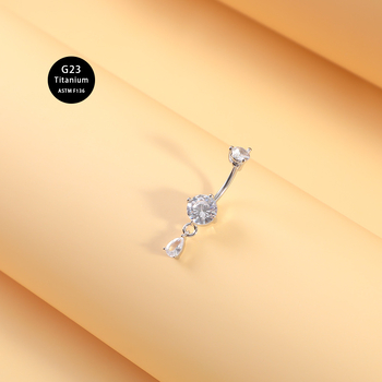 Titāna naba gredzens ar cirkoniem, jostas dizains – universāls pirsings