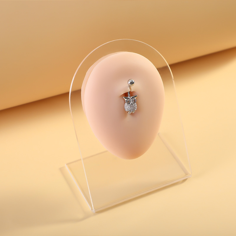 Titāna naba gredzens ar cirkoniem, jostas dizains – universāls pirsings