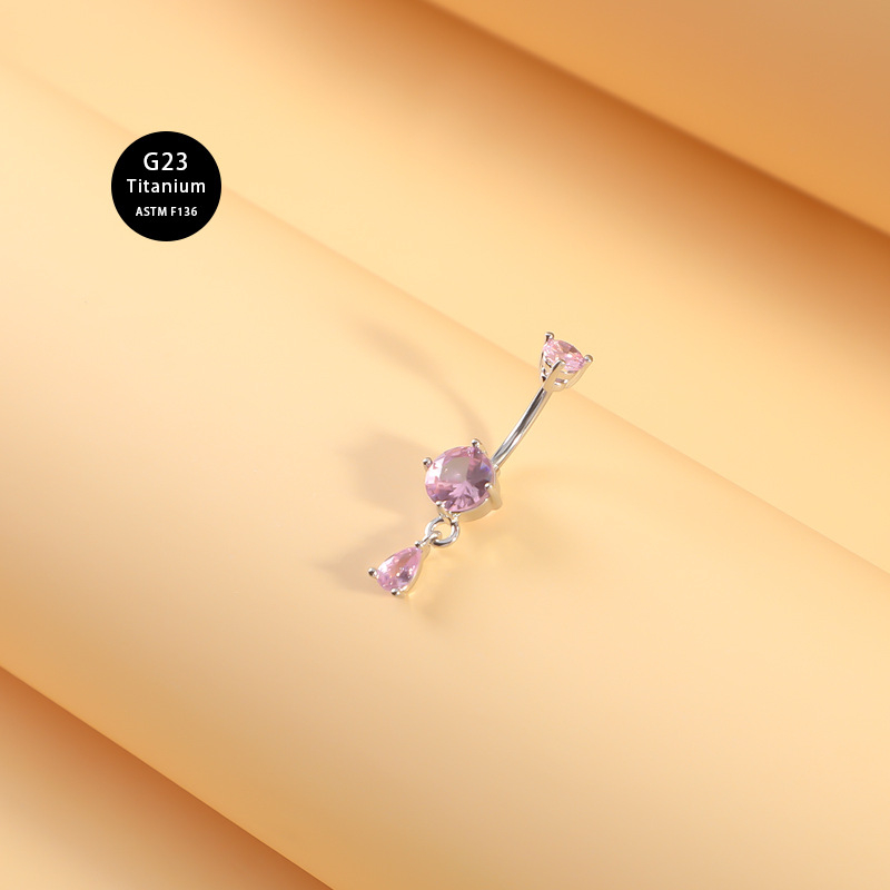 Titāna naba gredzens ar cirkoniem, jostas dizains – universāls pirsings