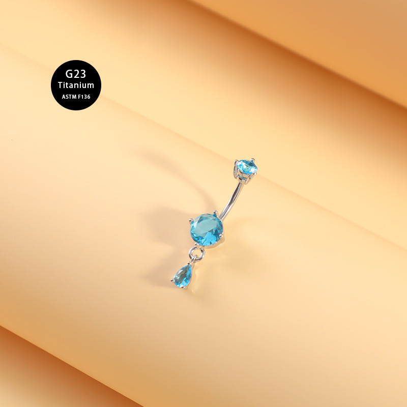 Titāna naba gredzens ar cirkoniem, jostas dizains – universāls pirsings