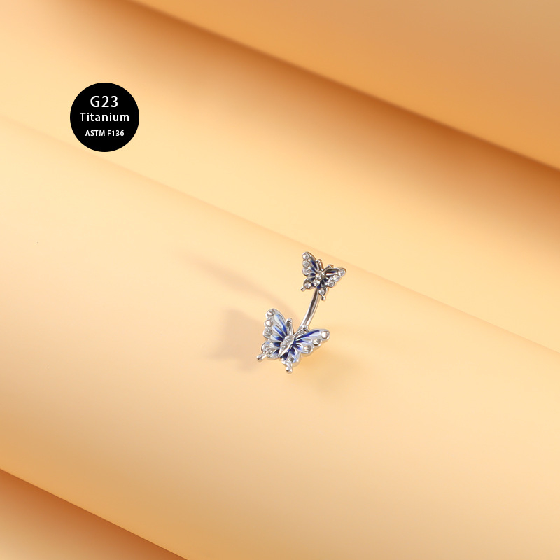 Titāna naba gredzens ar cirkoniem, jostas dizains – universāls pirsings