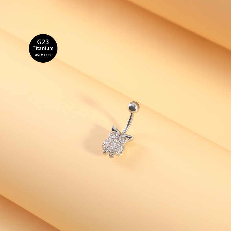 Titāna naba gredzens ar cirkoniem, jostas dizains – universāls pirsings