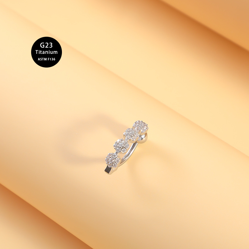 Titāna naba gredzens ar cirkoniem, jostas dizains – universāls pirsings