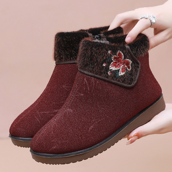 Zimske ženske cipele Old Beijing od pamuk materijala, visok gornji dio, bočni zatvarač, vunena podstava, potplat od kompozita