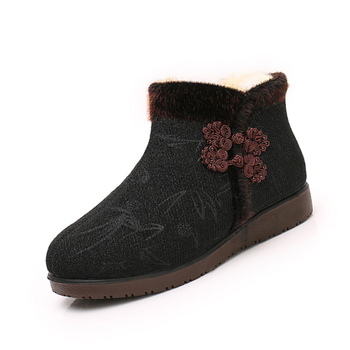 Zimske ženske cipele Old Beijing od pamuk materijala, visok gornji dio, bočni zatvarač, vunena podstava, potplat od kompozita