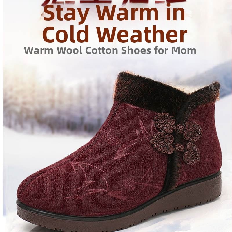 Zimske ženske cipele Old Beijing od pamuk materijala, visok gornji dio, bočni zatvarač, vunena podstava, potplat od kompozita
