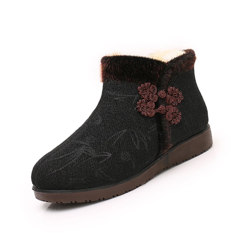 Zimske ženske cipele Old Beijing od pamuk materijala, visok gornji dio, bočni zatvarač, vunena podstava, potplat od kompozita