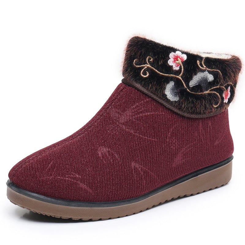 Zimske ženske cipele Old Beijing od pamuk materijala, visok gornji dio, bočni zatvarač, vunena podstava, potplat od kompozita