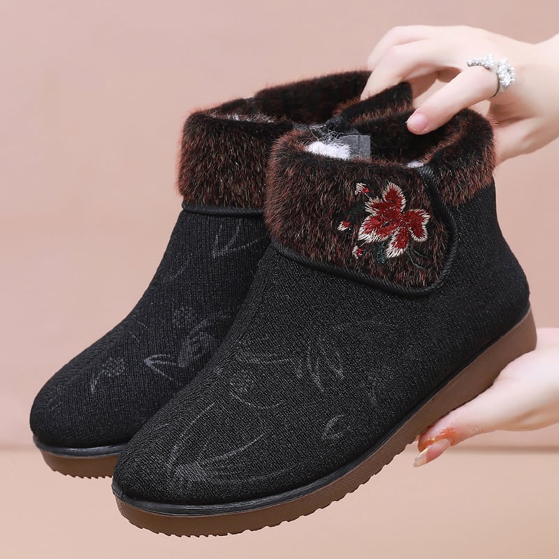 Zimske ženske cipele Old Beijing od pamuk materijala, visok gornji dio, bočni zatvarač, vunena podstava, potplat od kompozita