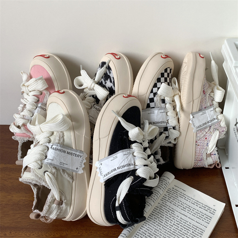 Női vászon sneakers | vászon felsőrész, gumi talp, vulkanizált konstrukció, belső szintetikus bőr, koreai stílus