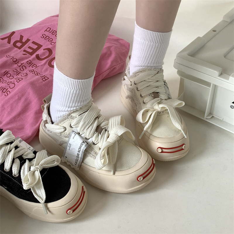 Női vászon sneakers | vászon felsőrész, gumi talp, vulkanizált konstrukció, belső szintetikus bőr, koreai stílus