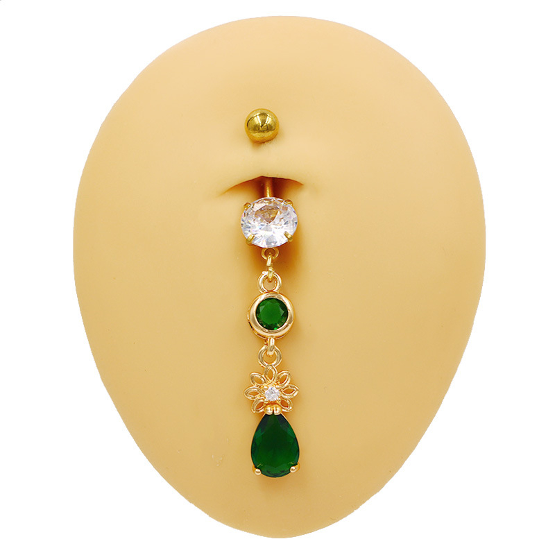 Nabas gredzens ar sirds formas cirkoniem | Materiāls: cinka sakausējums; Stils: Universāls; Tips: Nabas gredzens; Pielāgošana: Jā