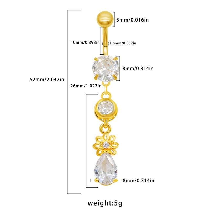 Nabas gredzens ar sirds formas cirkoniem | Materiāls: cinka sakausējums; Stils: Universāls; Tips: Nabas gredzens; Pielāgošana: Jā