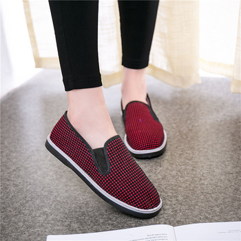 Auduma Slip-On kurpes ar teļa cīpslas zoli, zems augšdaļas, apaļa purngala