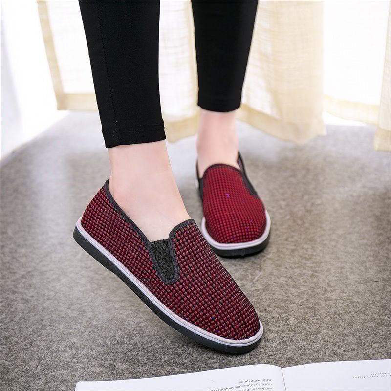 Auduma Slip-On kurpes ar teļa cīpslas zoli, zems augšdaļas, apaļa purngala