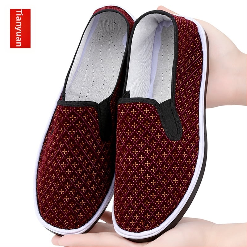 Auduma Slip-On kurpes ar teļa cīpslas zoli, zems augšdaļas, apaļa purngala