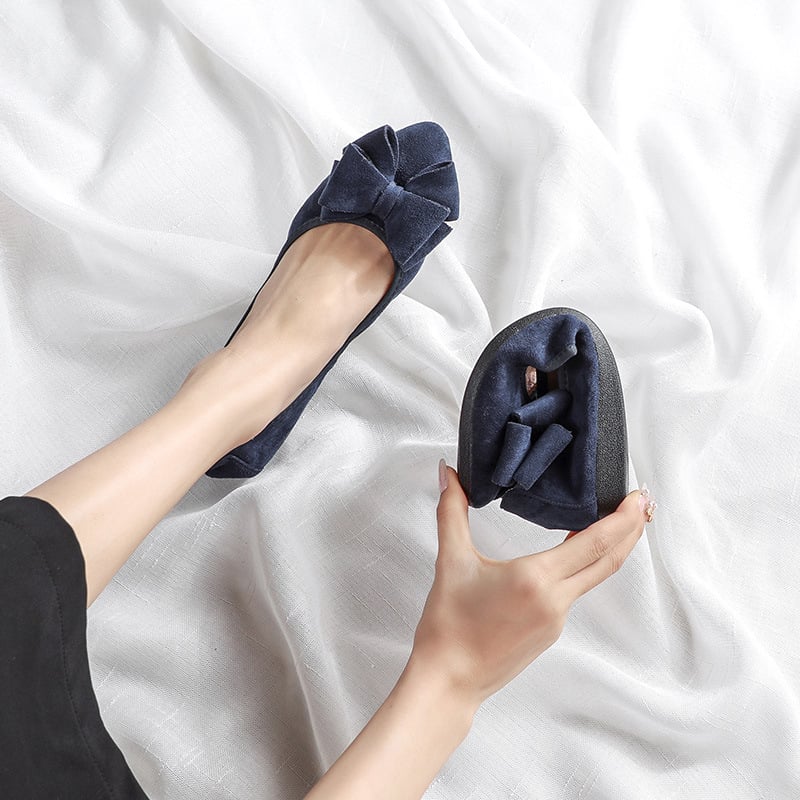 Sieviešu balerīnas ar asas purnas, mīksta velūra augšdaļa, iekšējā ādas odere, teļa cīpslas zole, plakanais papēdis