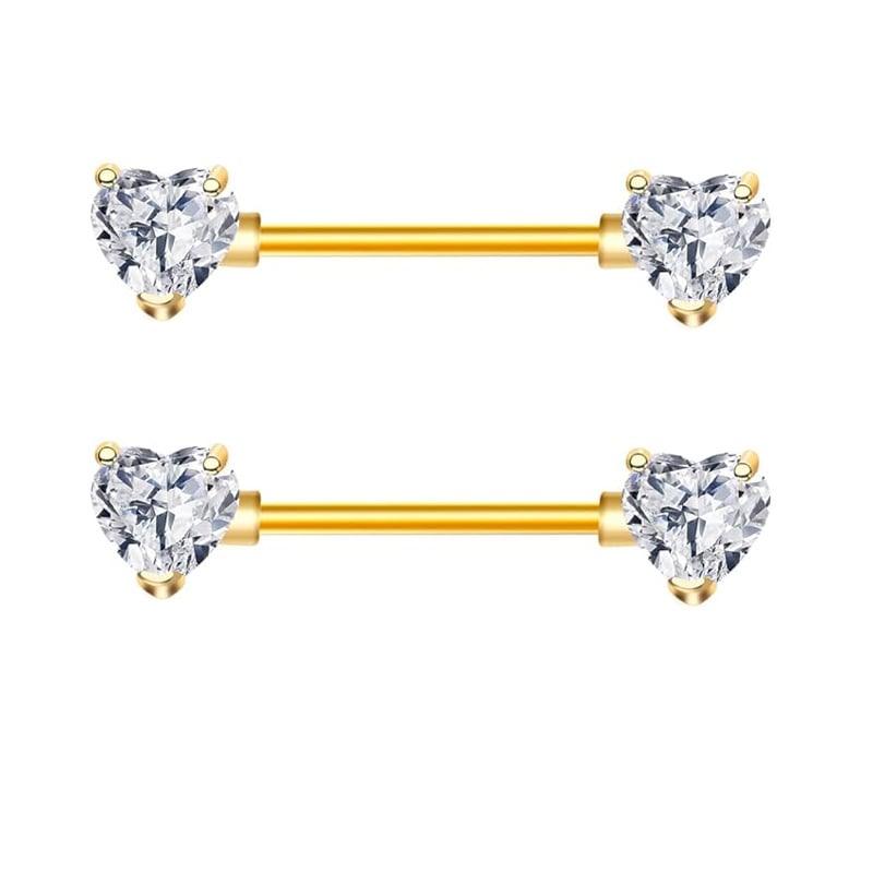 Pilvo žiedas su širdies formos cirkonais, nerūdijantis plienas, elektroplakavimas, 18K grynumas, moteriškas retro stilius