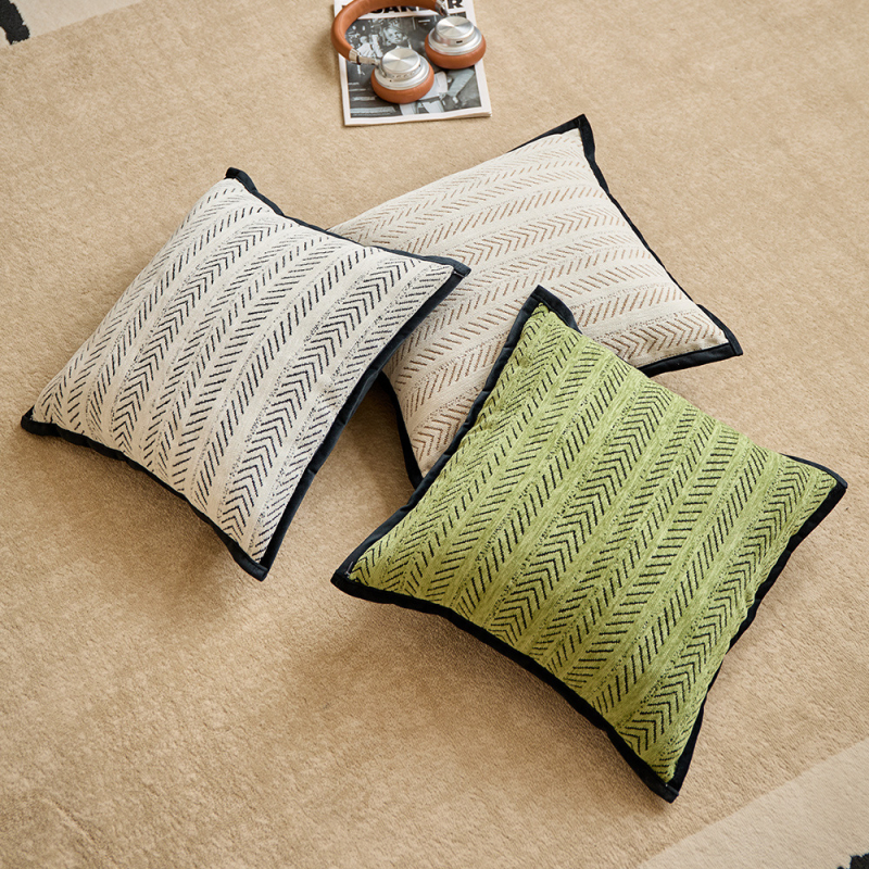Chenille navlaka za jastuk s unutarnjim punilom, prugasti Jacquard uzorak, spojno tkanje, pristupačan luksuz za dnevni boravak