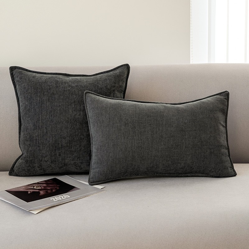 Chenille set jastučnica za dnevni boravak: jastuk za glavu, lumbalni jastuk i veliki naslonski jastuk — navlaka za jastuk bez punila, moderan minimalistički dizajn