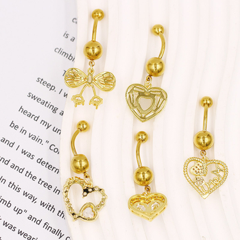 Prsten pupka, unisex, srcolik dizajn, cinkova legura, prilagodljivo