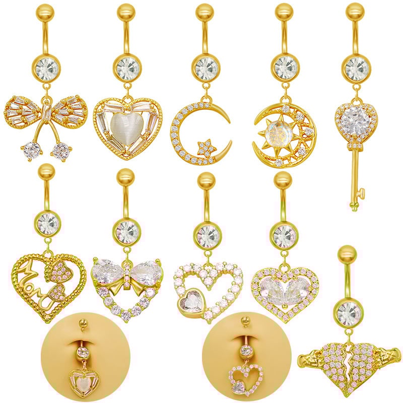 Prsten pupka, unisex, srcolik dizajn, cinkova legura, prilagodljivo