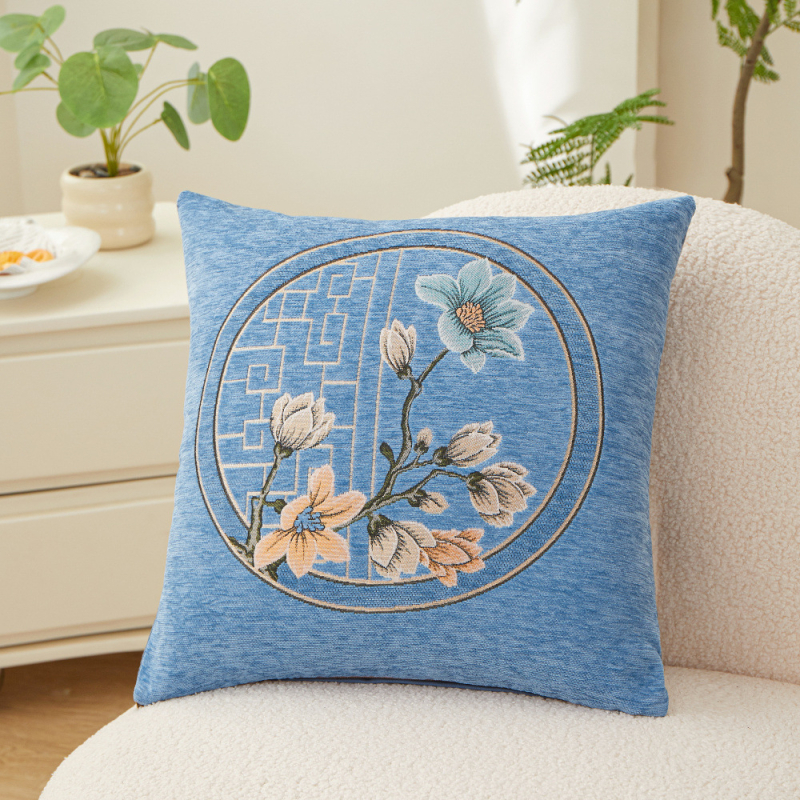 Nordic Chenille párna belső maggal – PP gyapot töltet, növények és virágok mintázat, össztömeg 575 g