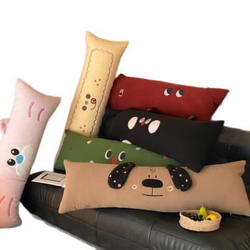 Párna biopamut fleece borítással, töltet toll-pamut, hímzett és quiltelt karikatúra állatos mintával, testreszabható hímzés