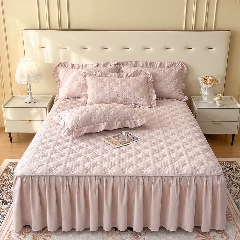 Set rubova kreveta – tri dijela s jastučnicama i zaštitnikom madraca; tkanina: četkano, prešivano, ravno pletena; materijal: kemijsko vlakno; stil: korejski