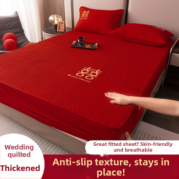 Elastična plahna s quiltiranom zaštitom madraca, periva pamuk, vezenje, reaktivno bojanje, prilagodljivo, novi kineski stil posteljine