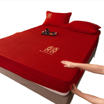 Elastična plahna s quiltiranom zaštitom madraca, periva pamuk, vezenje, reaktivno bojanje, prilagodljivo, novi kineski stil posteljine