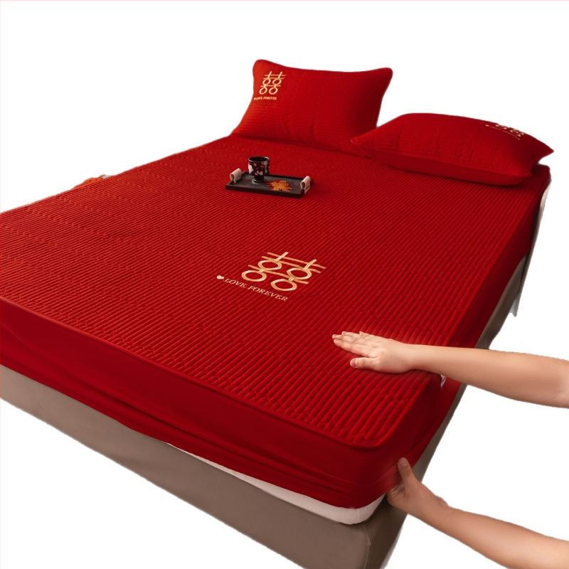 Elastična plahna s quiltiranom zaštitom madraca, periva pamuk, vezenje, reaktivno bojanje, prilagodljivo, novi kineski stil posteljine