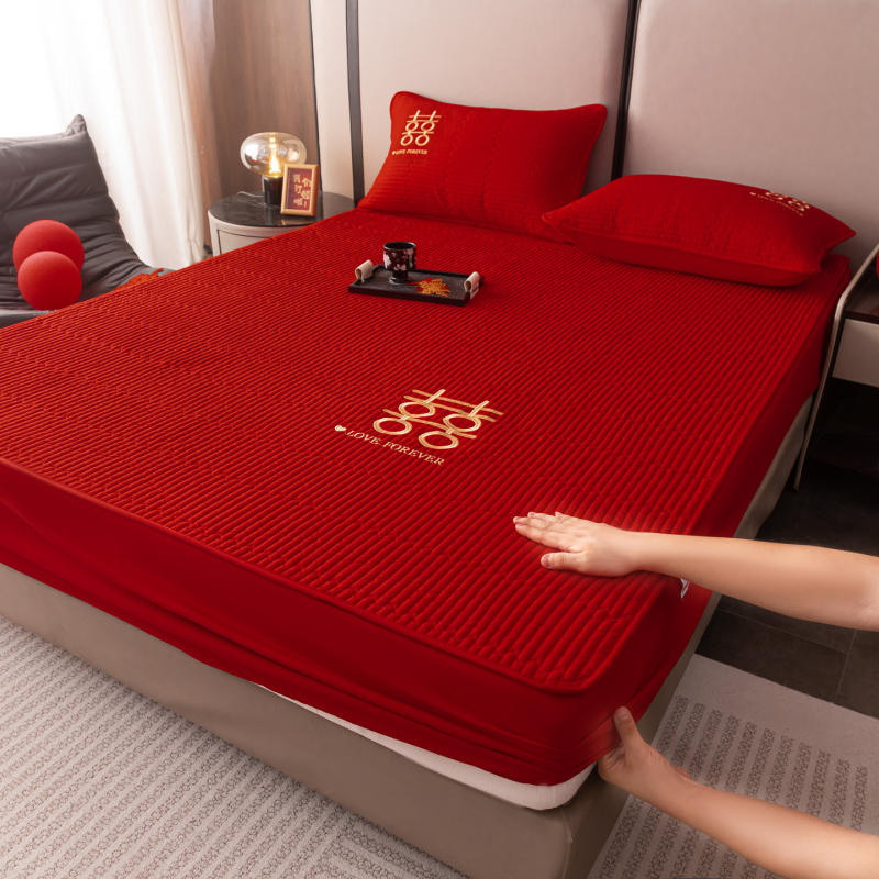 Elastična plahna s quiltiranom zaštitom madraca, periva pamuk, vezenje, reaktivno bojanje, prilagodljivo, novi kineski stil posteljine