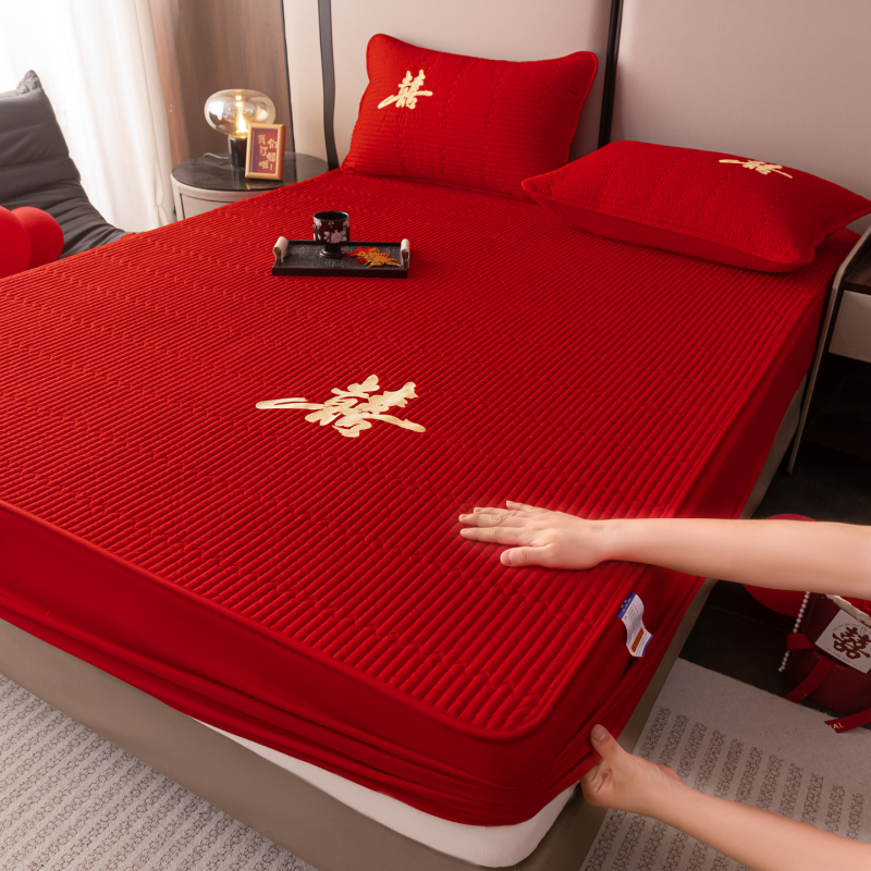 Elastična plahna s quiltiranom zaštitom madraca, periva pamuk, vezenje, reaktivno bojanje, prilagodljivo, novi kineski stil posteljine