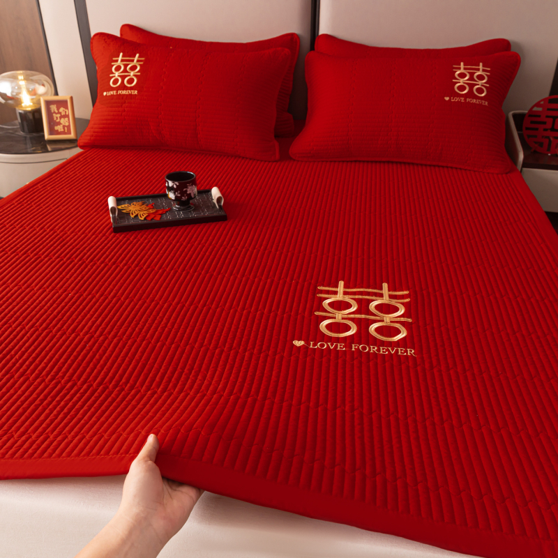 Elastična plahna s quiltiranom zaštitom madraca, periva pamuk, vezenje, reaktivno bojanje, prilagodljivo, novi kineski stil posteljine