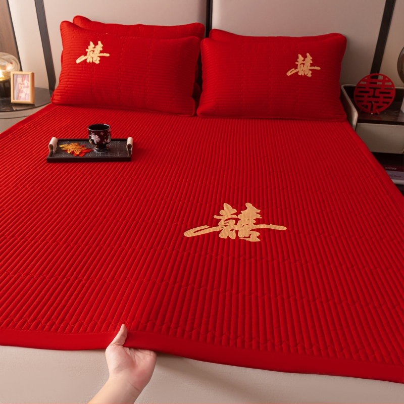 Elastična plahna s quiltiranom zaštitom madraca, periva pamuk, vezenje, reaktivno bojanje, prilagodljivo, novi kineski stil posteljine