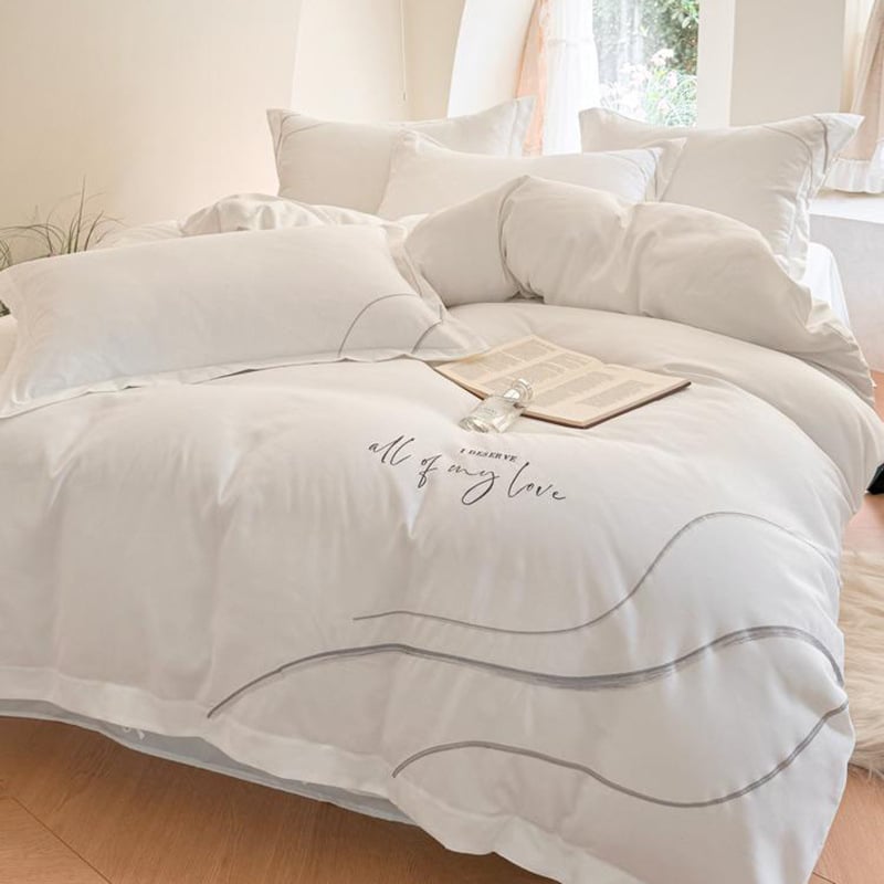 Hotelsko posteljno rublje od 100% pamuka, četvero-dijelni set, čisto bijela, navlaka za pokrivač, plahta i jastučnice, twill tkanina, reaktivno bojanje