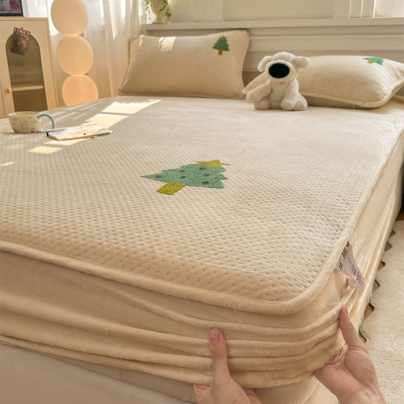 Navlaka za madrac od mliječnog velūra, debeli, quilted, protuklizna, potpuno obuhvaća madrac za krevet od 1,5 m (jesen-zima)