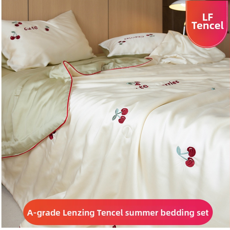 Lyocell vasaros antklodė motinai ir kūdikiui su sojų pluošto įdaru, reaktyvus spausdinimas ir dažymas, siuvinėjimas ir quiltavimas — lengvas prabangos stilius