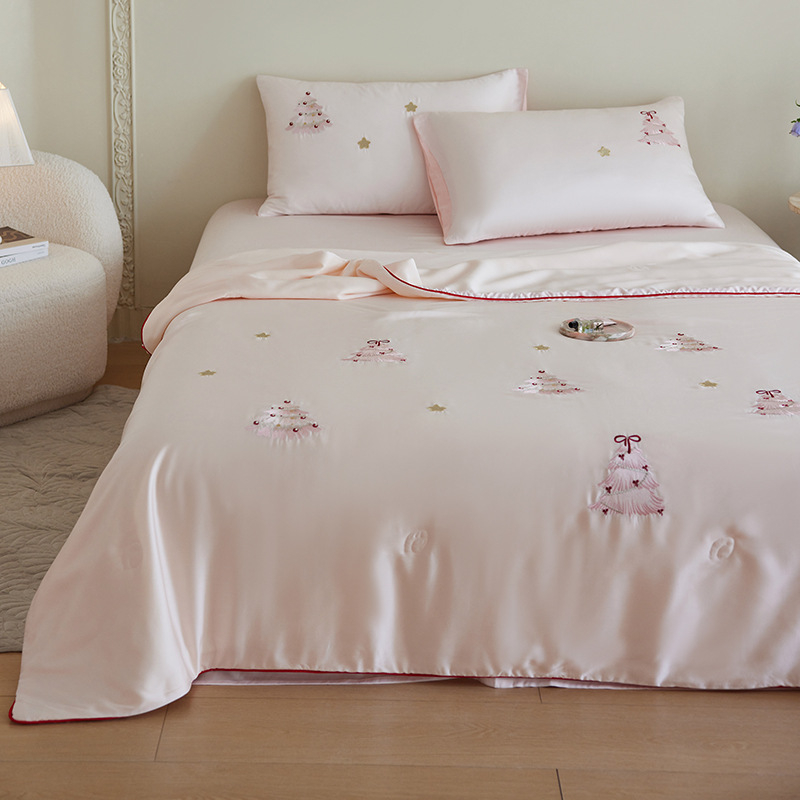 Lyocell vasaros antklodė motinai ir kūdikiui su sojų pluošto įdaru, reaktyvus spausdinimas ir dažymas, siuvinėjimas ir quiltavimas — lengvas prabangos stilius