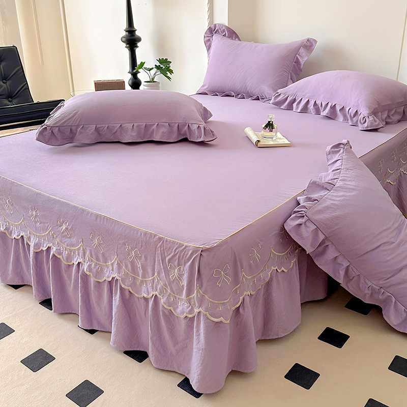 Prani pamučna rubna za jednokrevetnu postel u stilu princeze, Simmons zaštitni navlaka za madrac, trodjelni set posteljine s zaštitom od prašine i protukliznim navlakama