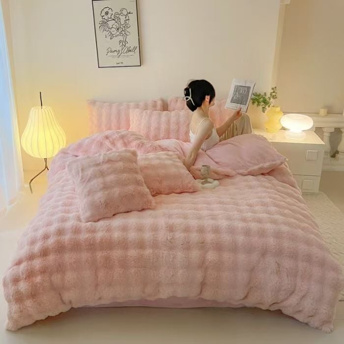 Peitekatte komplekt (4-os tükid) – mull-veluur, 1000–1500 g, Reaktiivne trükkimine ja värvimine, Kaasaegne minimalistlik stiil