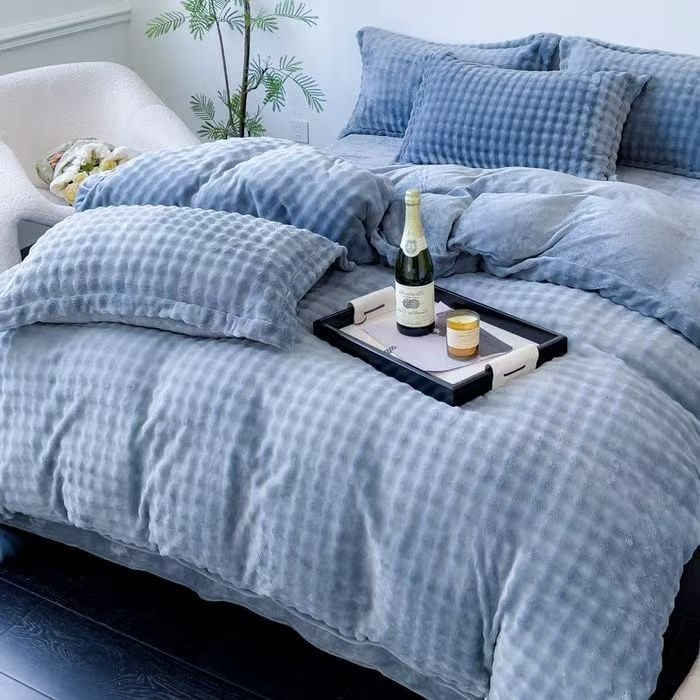 Peitekatte komplekt (4-os tükid) – mull-veluur, 1000–1500 g, Reaktiivne trükkimine ja värvimine, Kaasaegne minimalistlik stiil