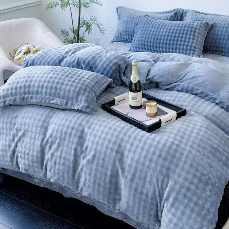 Peitekatte komplekt (4-os tükid) – mull-veluur, 1000–1500 g, Reaktiivne trükkimine ja värvimine, Kaasaegne minimalistlik stiil