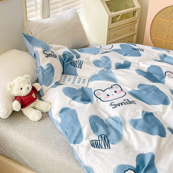 Voodipesukate, karikatüri muster, 100% puuvill, twill-kangas, reaktiivne trükkimine, 40s niitide arv