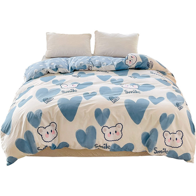 Voodipesukate, karikatüri muster, 100% puuvill, twill-kangas, reaktiivne trükkimine, 40s niitide arv