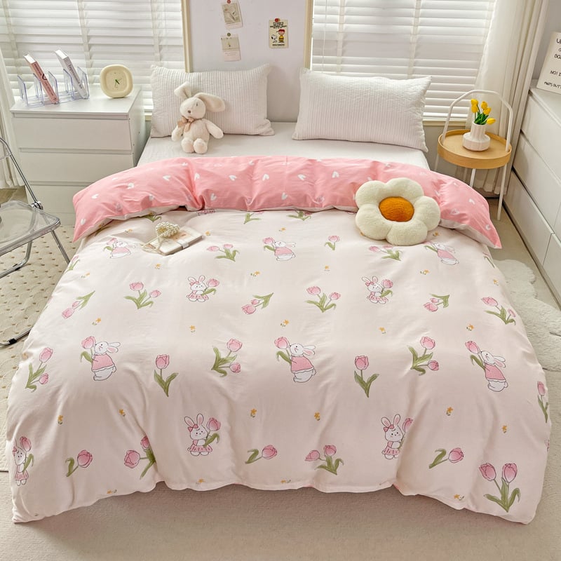 Voodipesukate, karikatüri muster, 100% puuvill, twill-kangas, reaktiivne trükkimine, 40s niitide arv