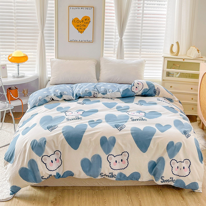 Voodipesukate, karikatüri muster, 100% puuvill, twill-kangas, reaktiivne trükkimine, 40s niitide arv