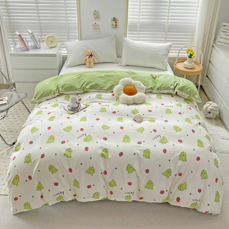 Voodipesukate, karikatüri muster, 100% puuvill, twill-kangas, reaktiivne trükkimine, 40s niitide arv